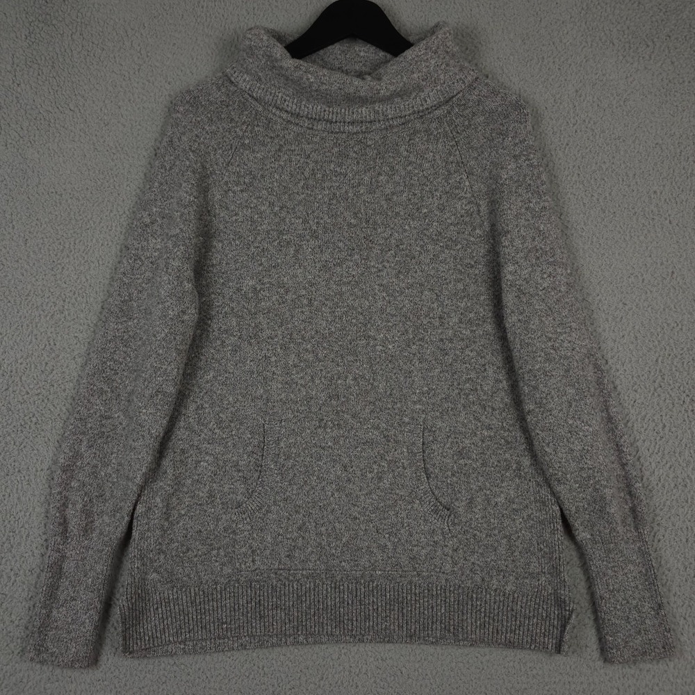 Ann Taylor LOFT Sweater Womens Medium Gray Turtleneck Kangaroo Pocket Pullover